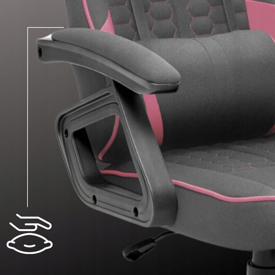 Comfortable Gaming Chair Office Rotating For Computer Grey-Pink Furniture width 65 cm