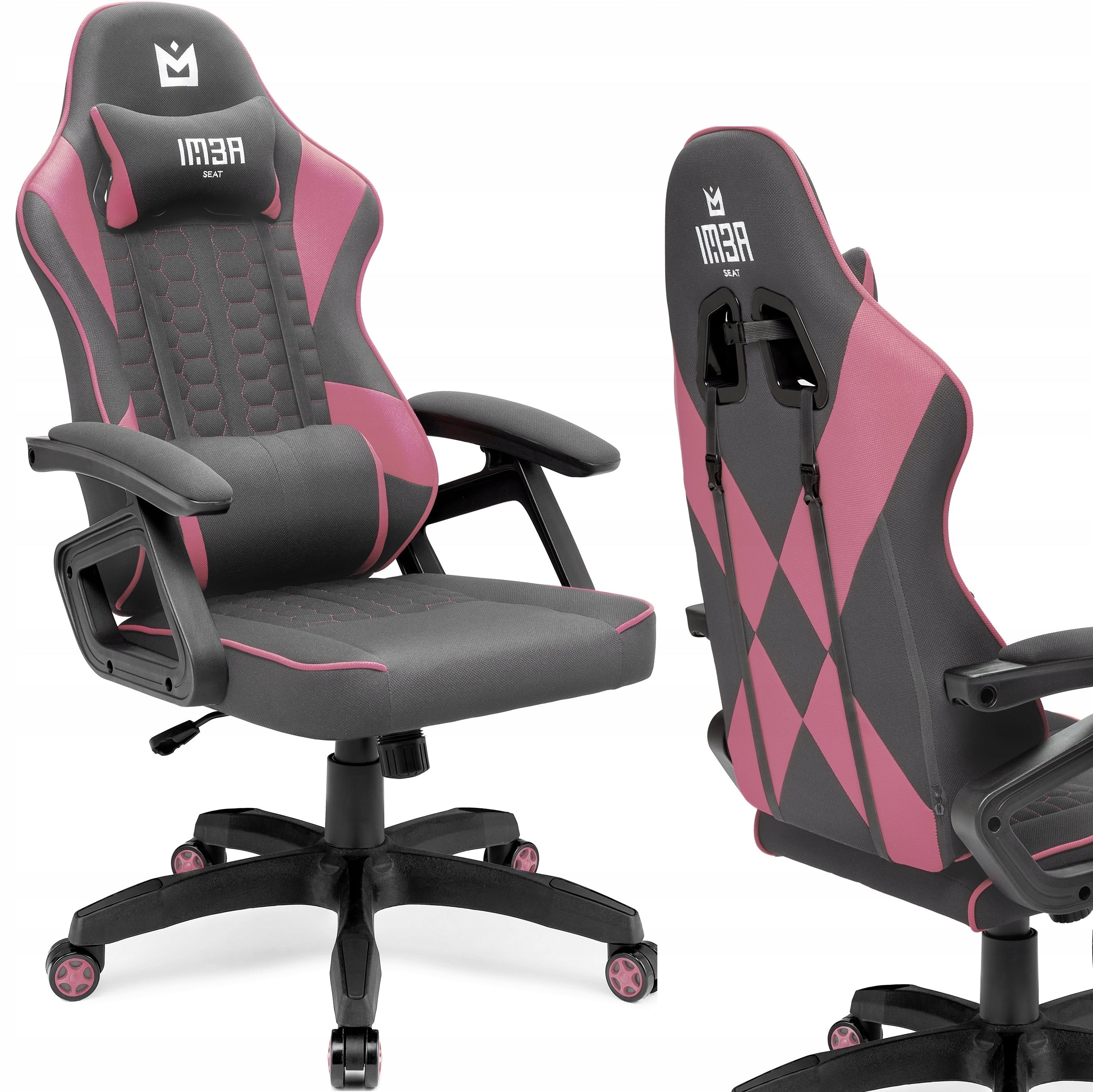Comfortable Gaming Chair Office Rotating For Computer Grey-Pink