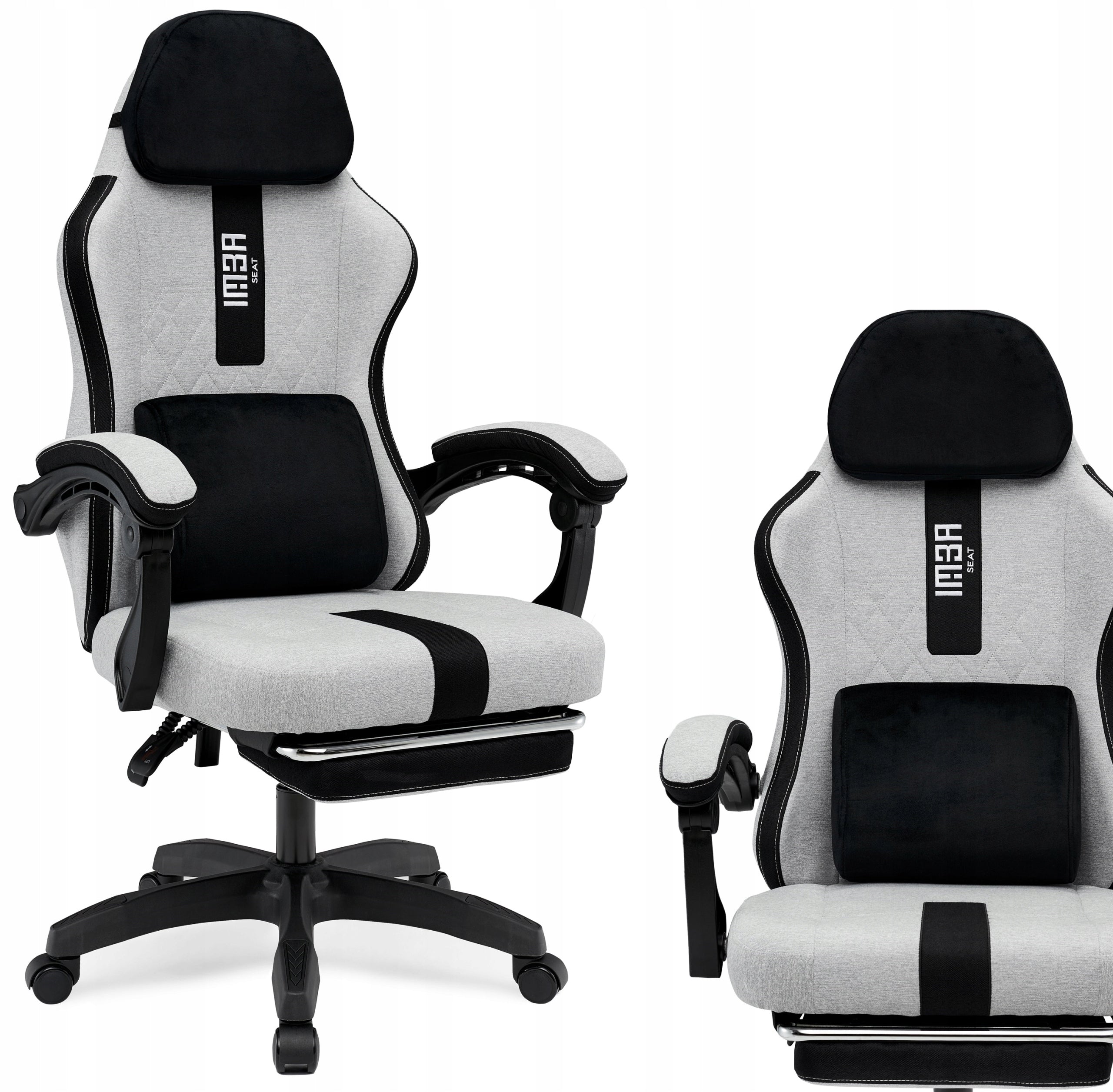 Comfortable Office Gaming Chair Swivel Grey Fabric