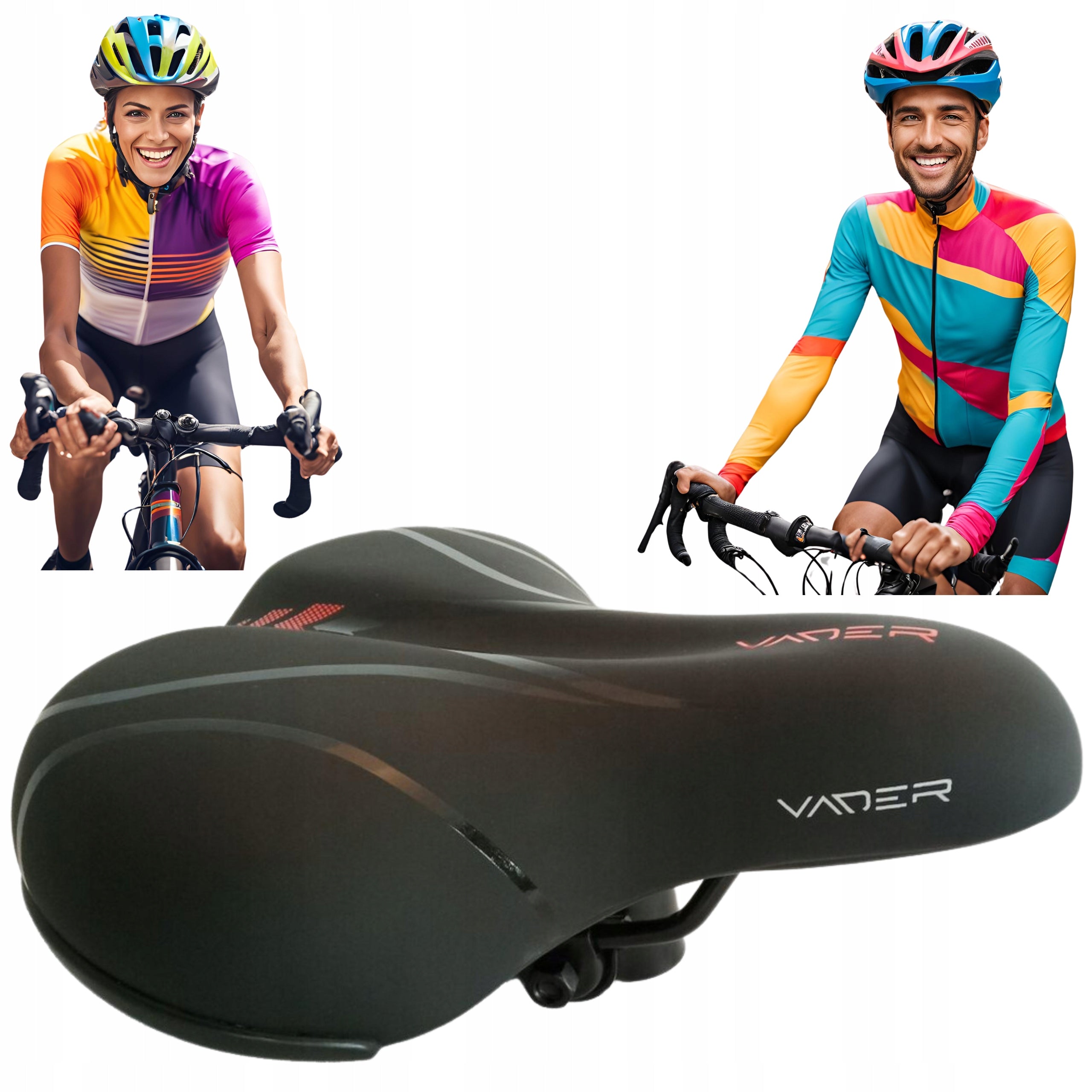Comfortable bicycle saddle VADER CITY/Trekking seamless 250x215mm