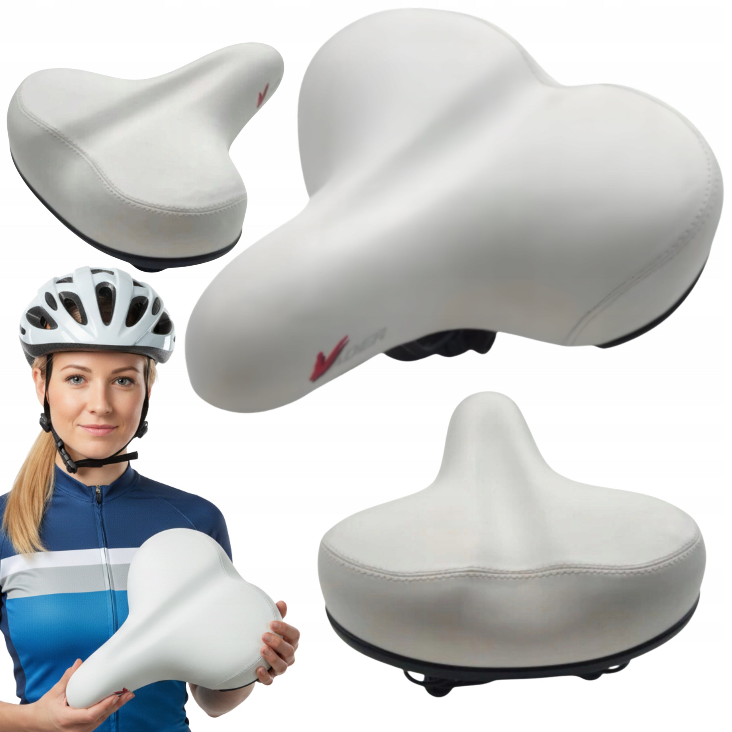 Comfortable bicycle saddle women's white couch comfort spring cushioning