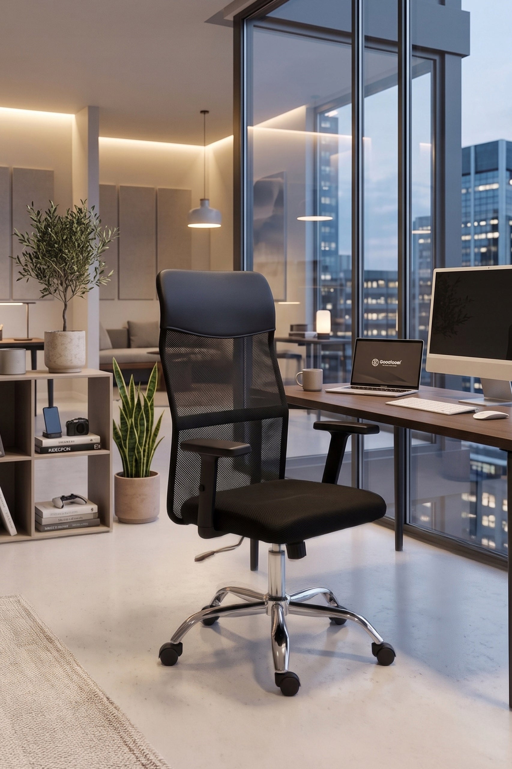 Comfortable black office chair GIOSEDIO RPX004 adjustable health and safety armrests Brand Giosedio