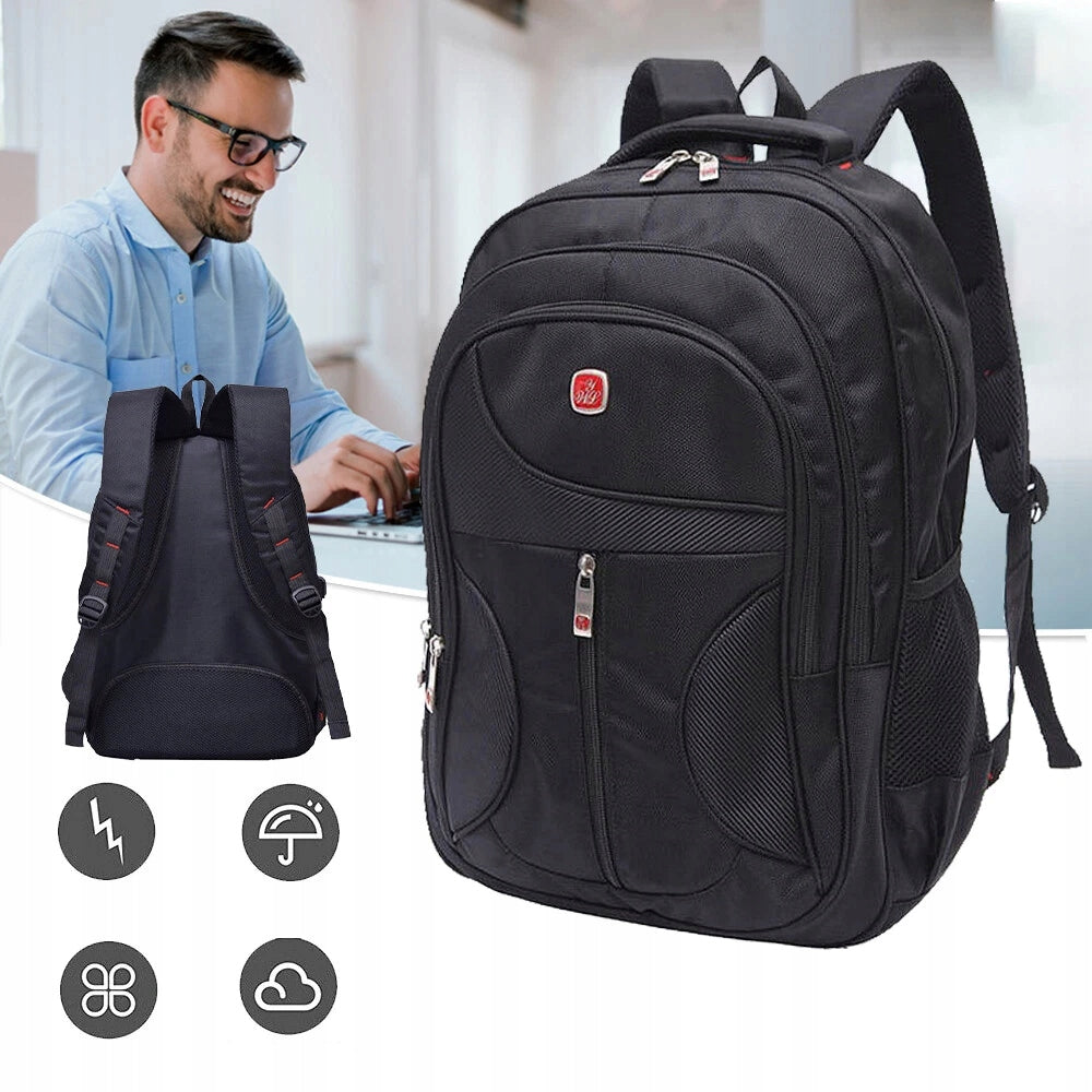 Comfortable city hiking backpack for school work laptop black Main pattern plain