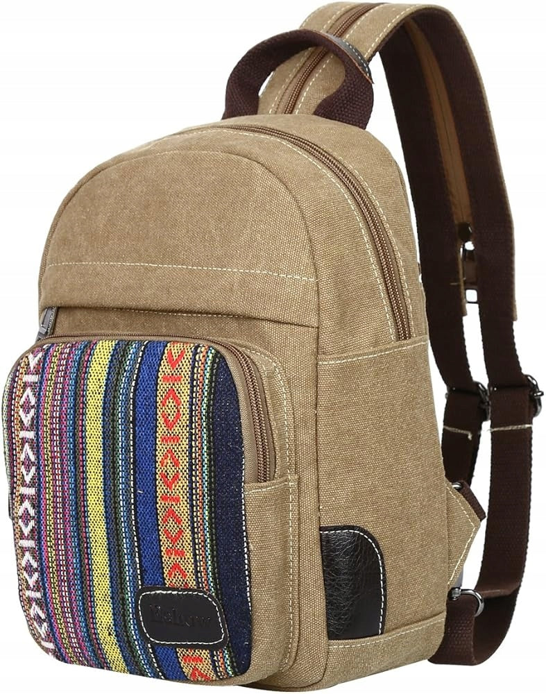 Comfortable cotton backpack with strap-on suspenders on one frame