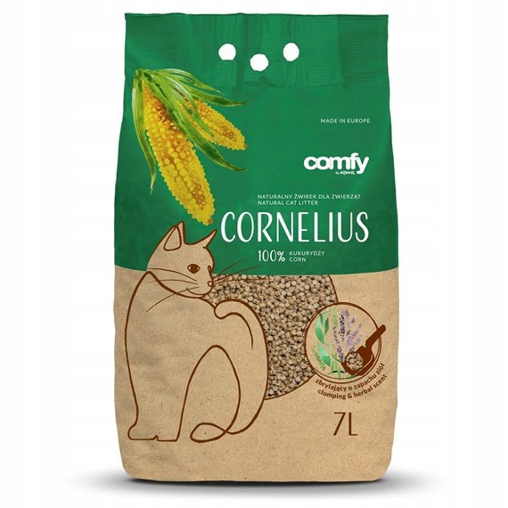 Comfy Cornelius Natural Corn Litter for Cat with Herbal Flavor 7l Brand Comfy