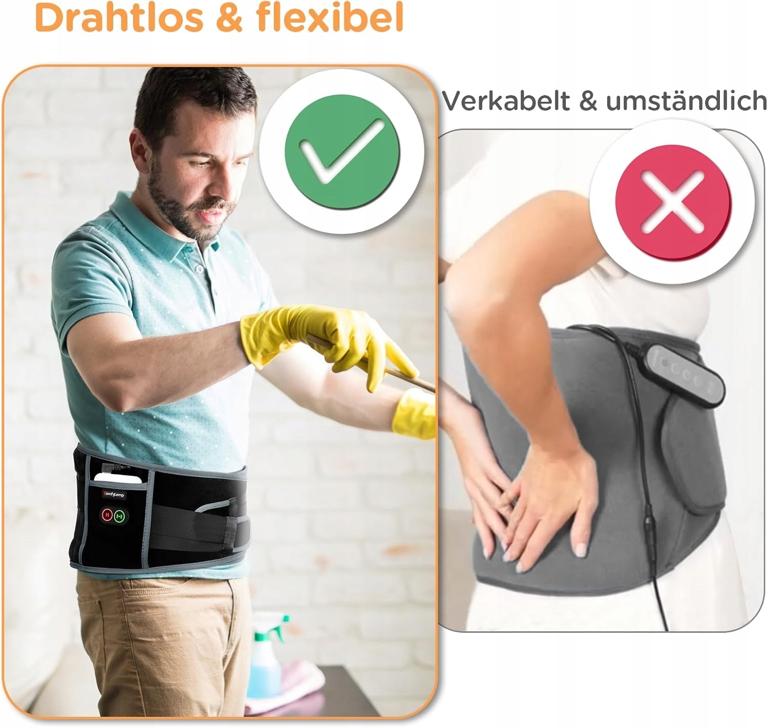 Comfytemp K9224 Vibration Warming Belt for Back Pain with Battery Brand Comfytemp