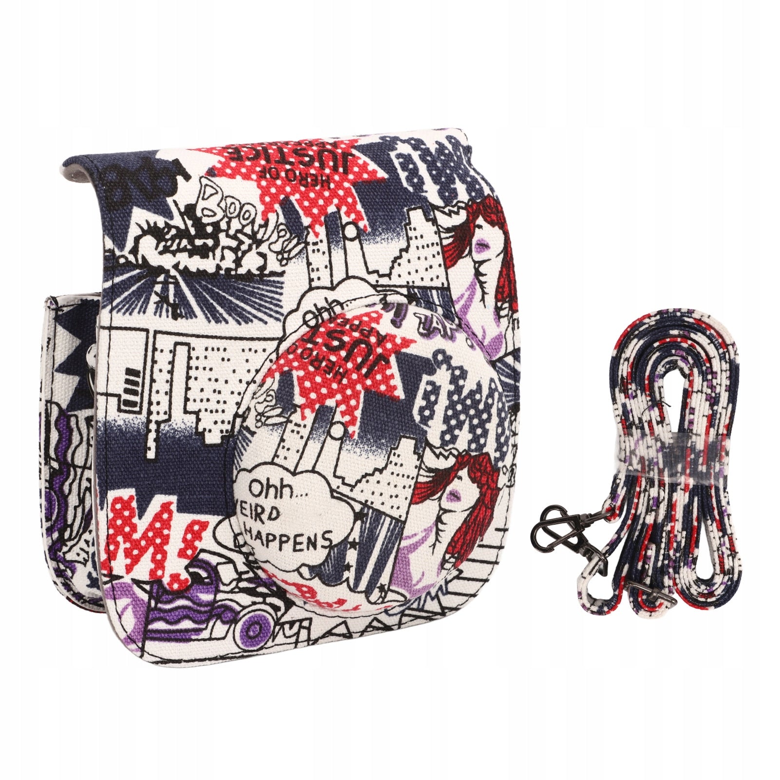 Comic Book Style Instant Camera Case PU Leather Bag for LG