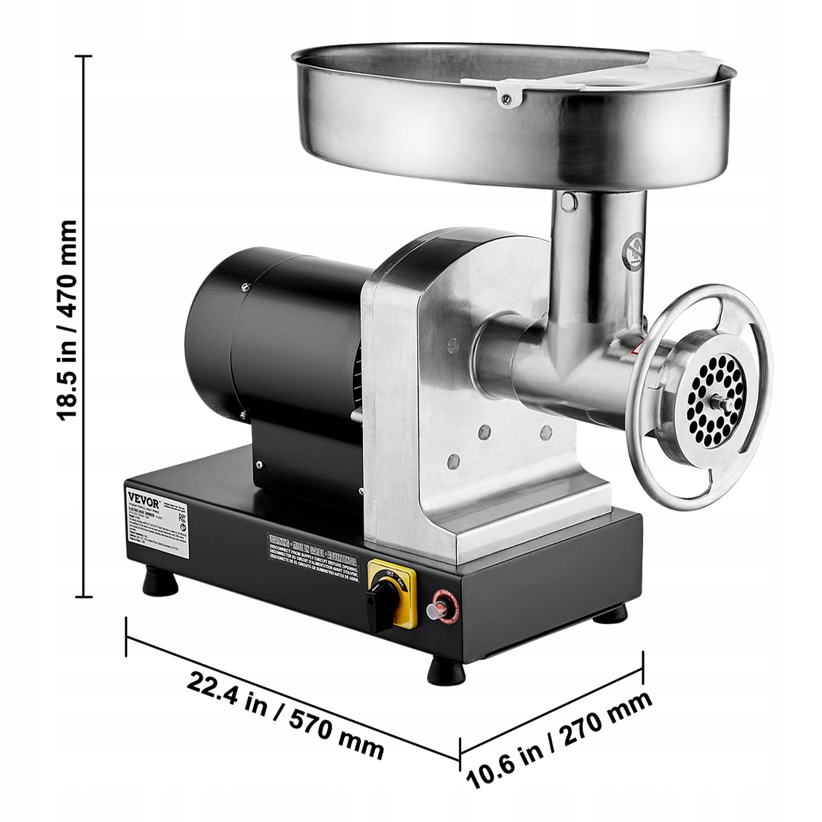 Commercial Electric Meat Grinder 14 Lbs/Min Sausage Stuffer Maker Kitchen Power rating 750 W