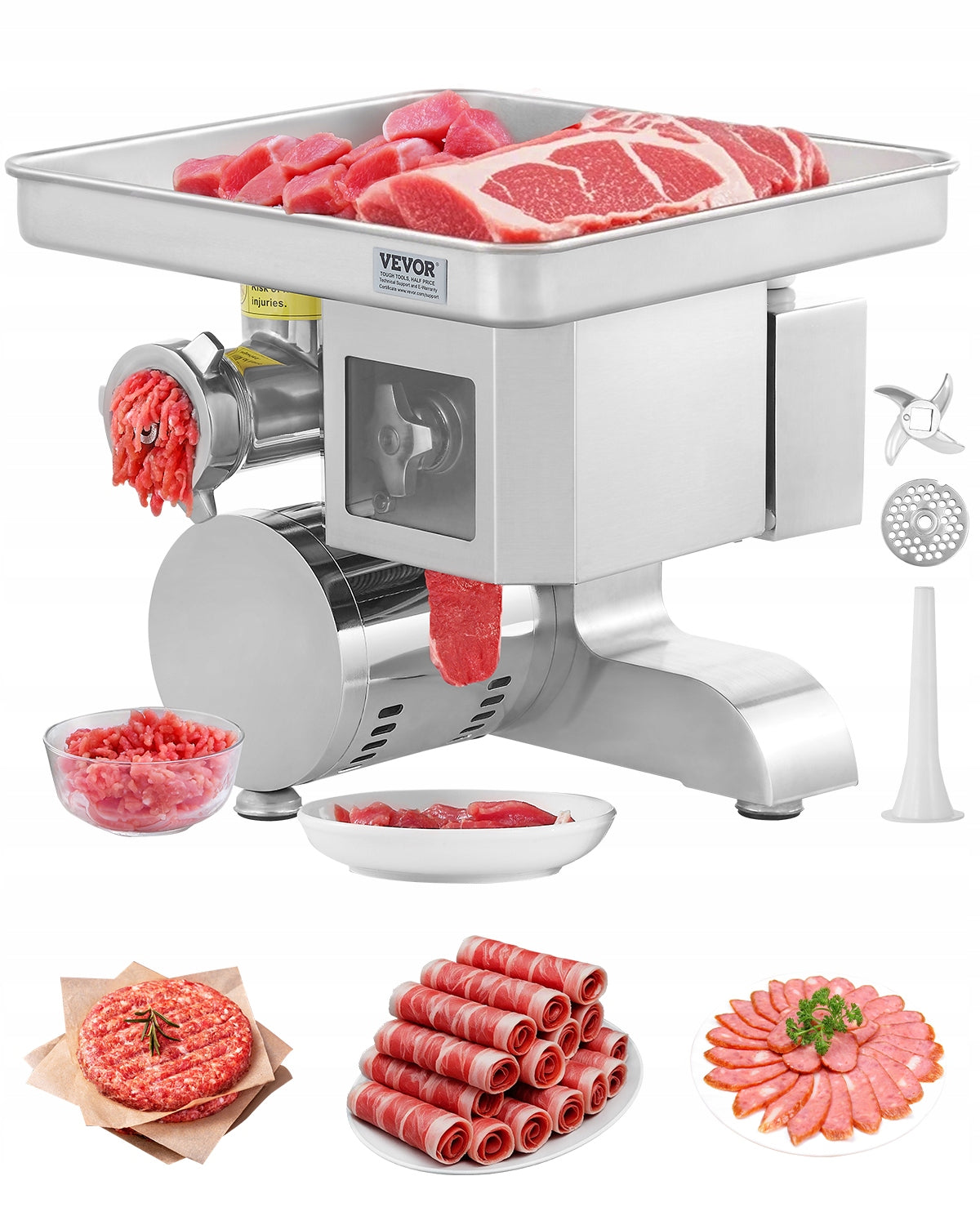 Commercial Electric Meat Grinder Slicer 11 Lbs/Min Sausage Stuffer Maker