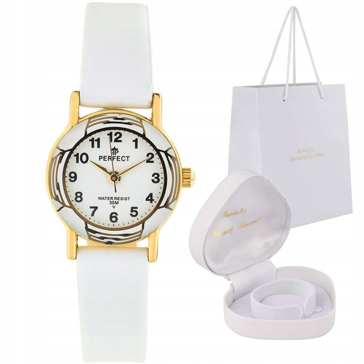 Communion gift gold watch on white bar visible numbers L248-04