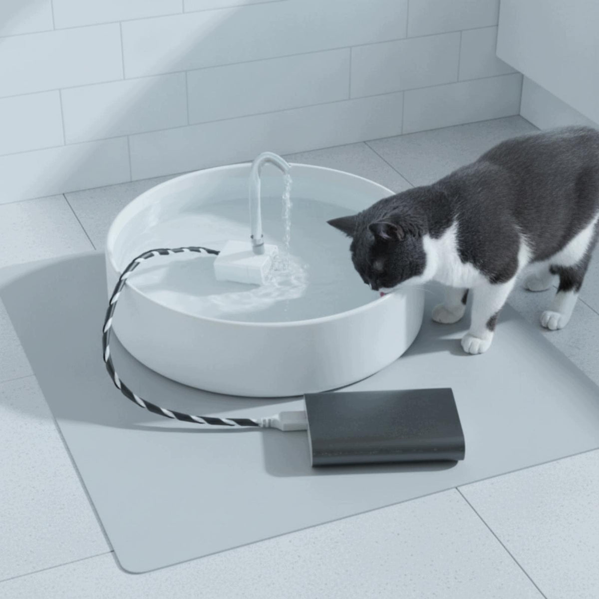 Compact Cat Drinking Fountain Pump Compatible 1M Lift Black Sensor U-tube Packaging status original