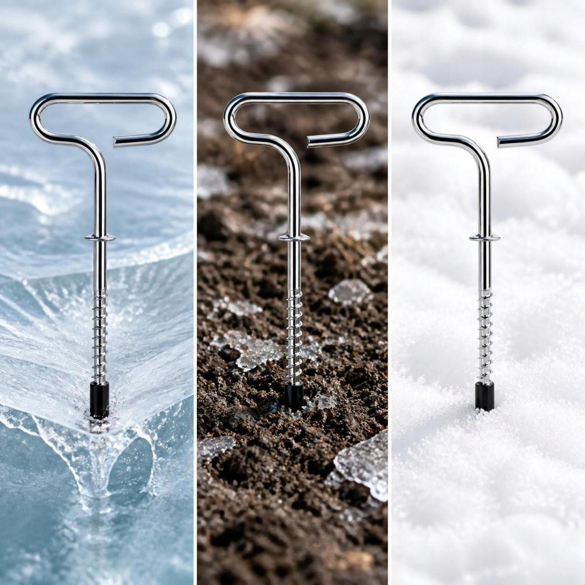 Compact Ice Fishing Tent Stake Spiral Threaded Shaft, Screw in Anchor Packaging status original