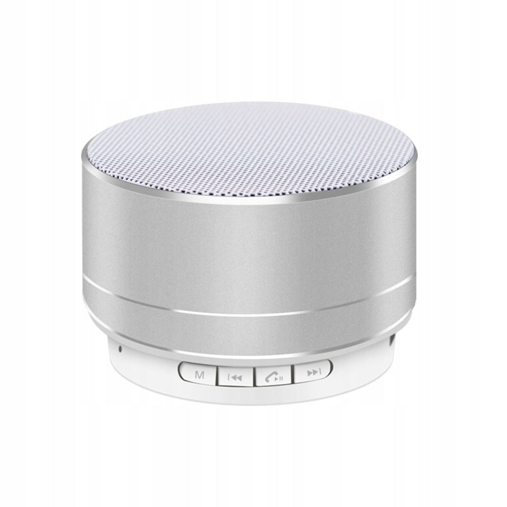 Compact Silver Speaker Featuring Multi-Function Music Playback