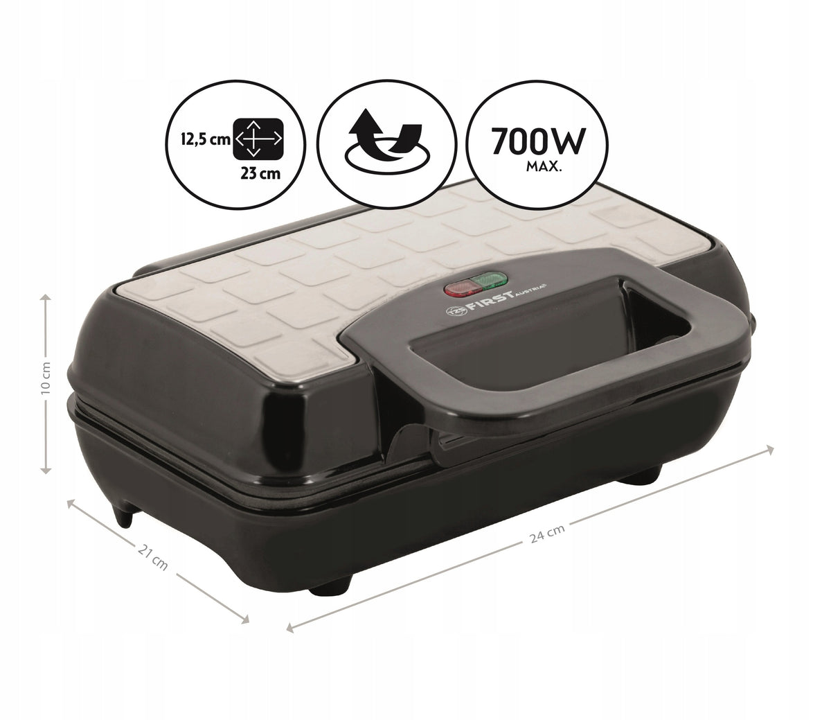 Compact Waffle Maker Large Belgian Waffles TZS First Austria 700W Packaging status original