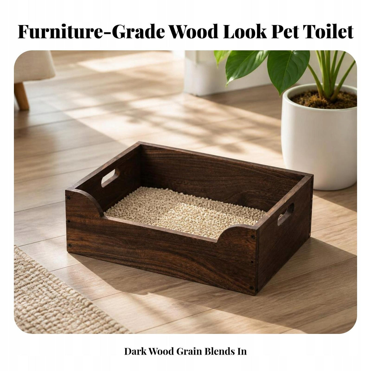 Compact Wooden Litter Box Portable Litter Box with Low Entry Packaging status original