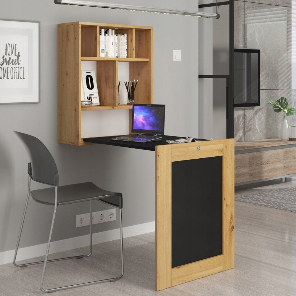 Compact folding desk hanging TILT oak artisan black home office Brand Bim Furniture