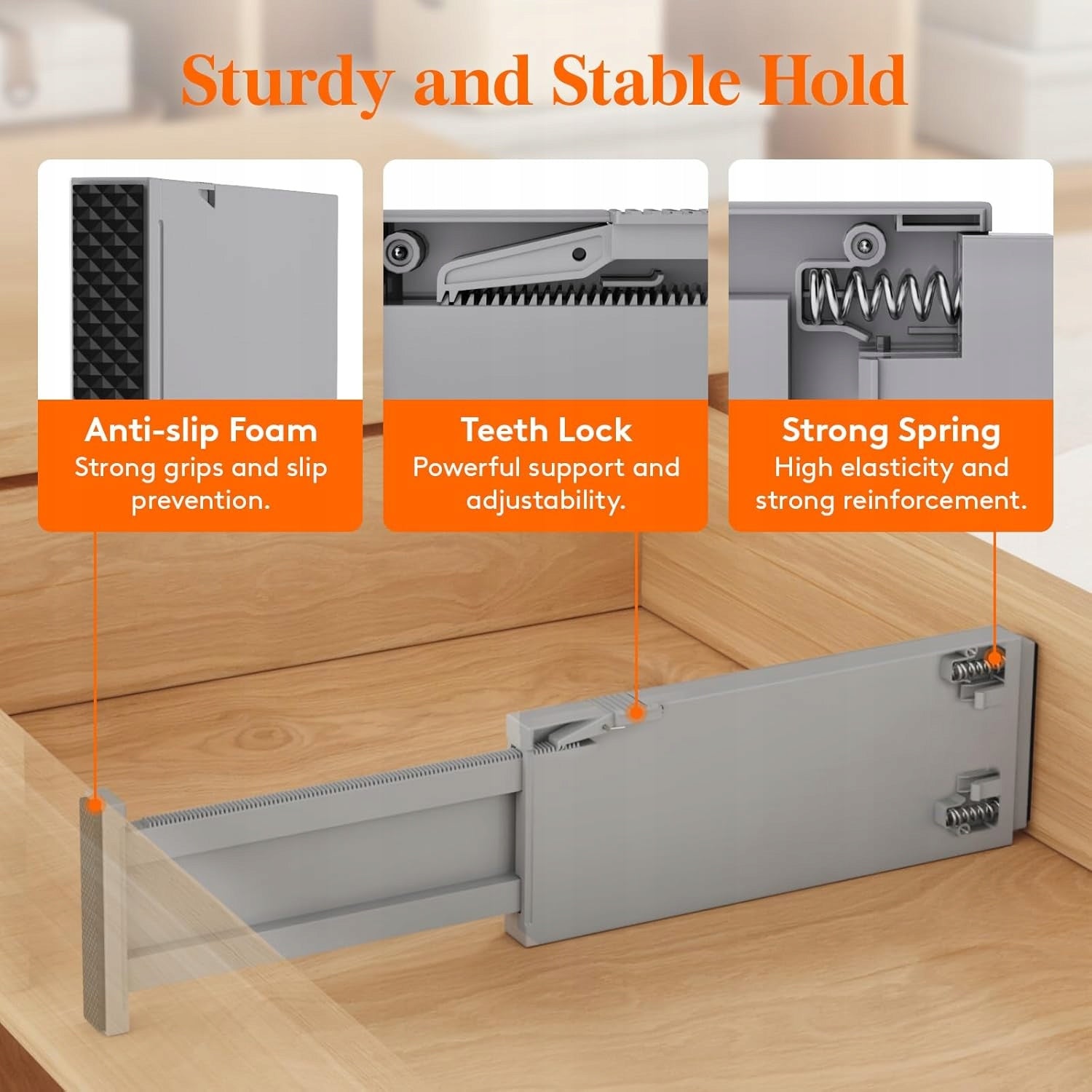 Compartments separators for cabinet drawers 28-43cm height 10cm - 5 pcs - GREY Brand no brand