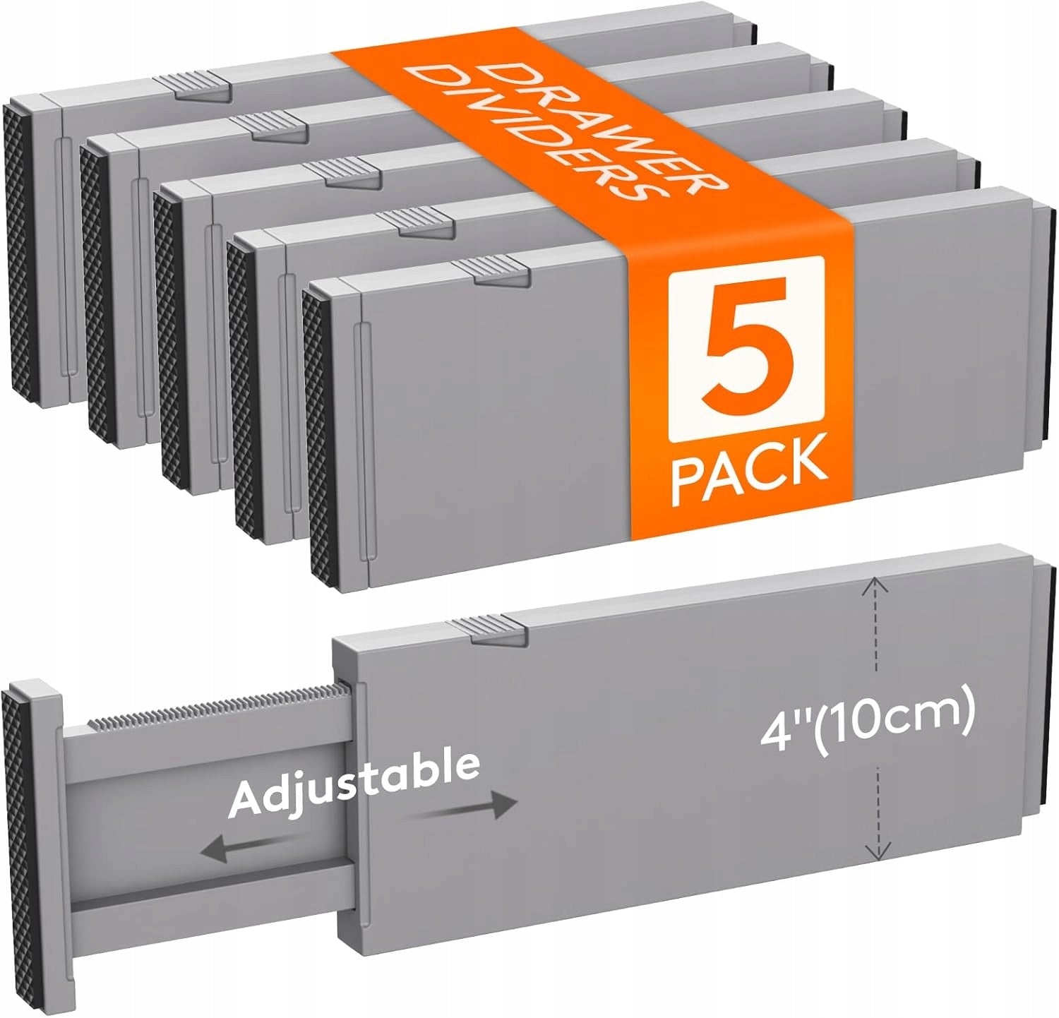 Compartments separators for cabinet drawers 28-43cm height 10cm - 5 pcs - GREY