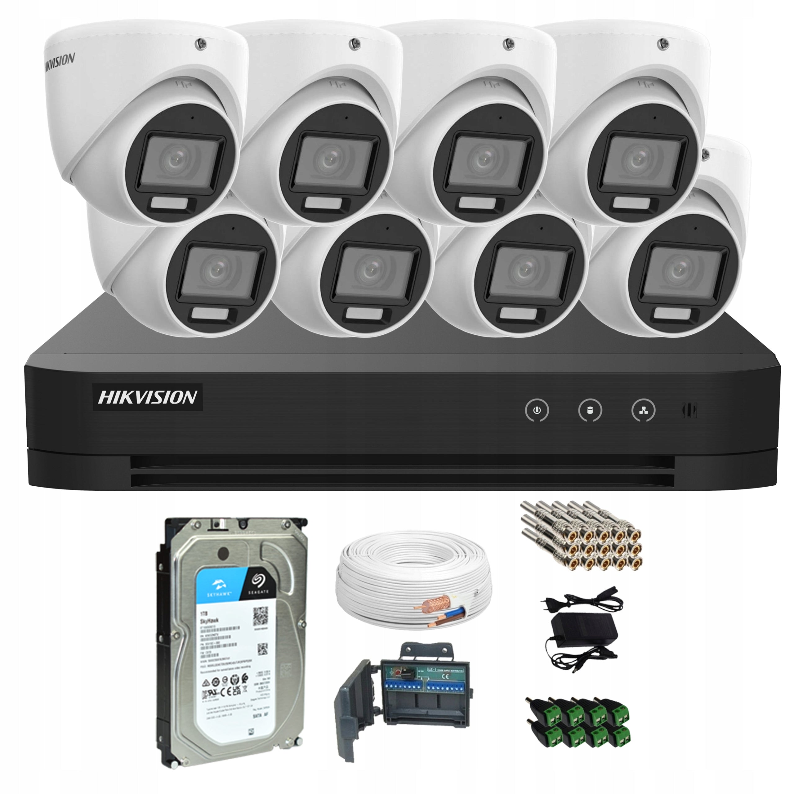 Complete monitoring kit 8 domes Hikvision 4K 8Mpx 1TB AcuSense drive Packaging status original