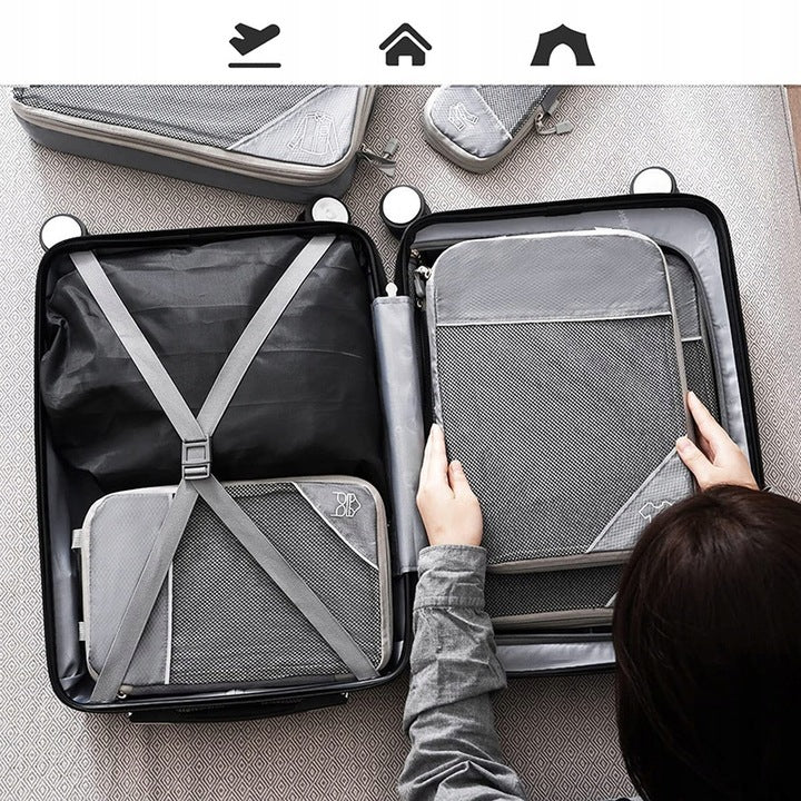 Compression Bags for Packing Clothes 6pcs Travel Organizers Grey