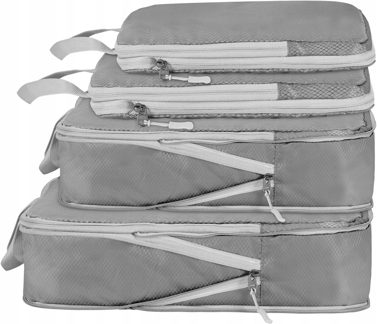 Compression Cubes Travel Organizers for Suitcase Bags 4 Pcs Grey Set