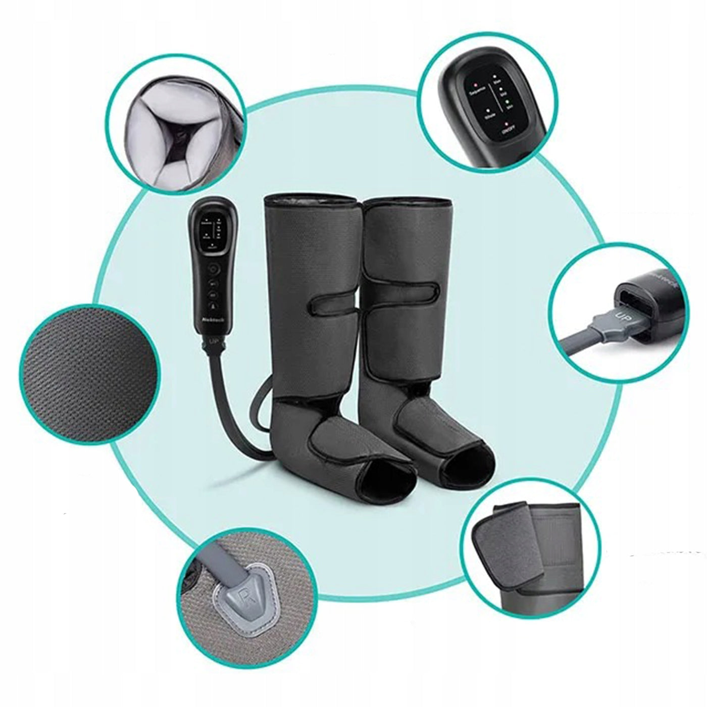 Compression Massager Leg Calf Lymphatic Drainage 2 Modes 3 Levels Manufacturer code Masażer Kompresyjny Nóg, Łydek i Stóp