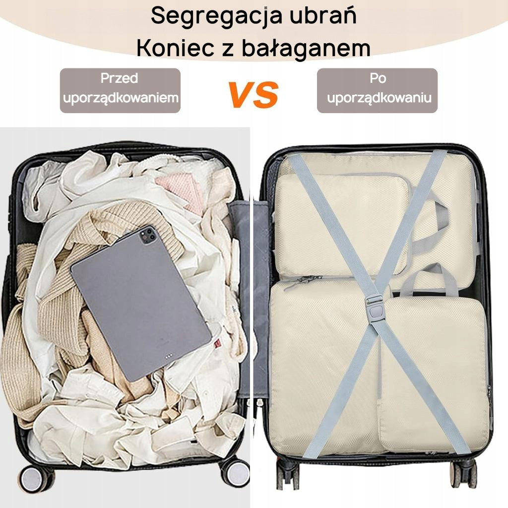 Compression Organizers for Travel Suitcases for Clothes 4 Pcs Flipsgo Manufacturer code OR-beige 4 in 1