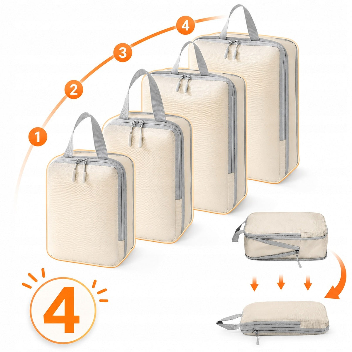 Compression Organizers for Travel Suitcases for Clothes 4 Pcs Flipsgo