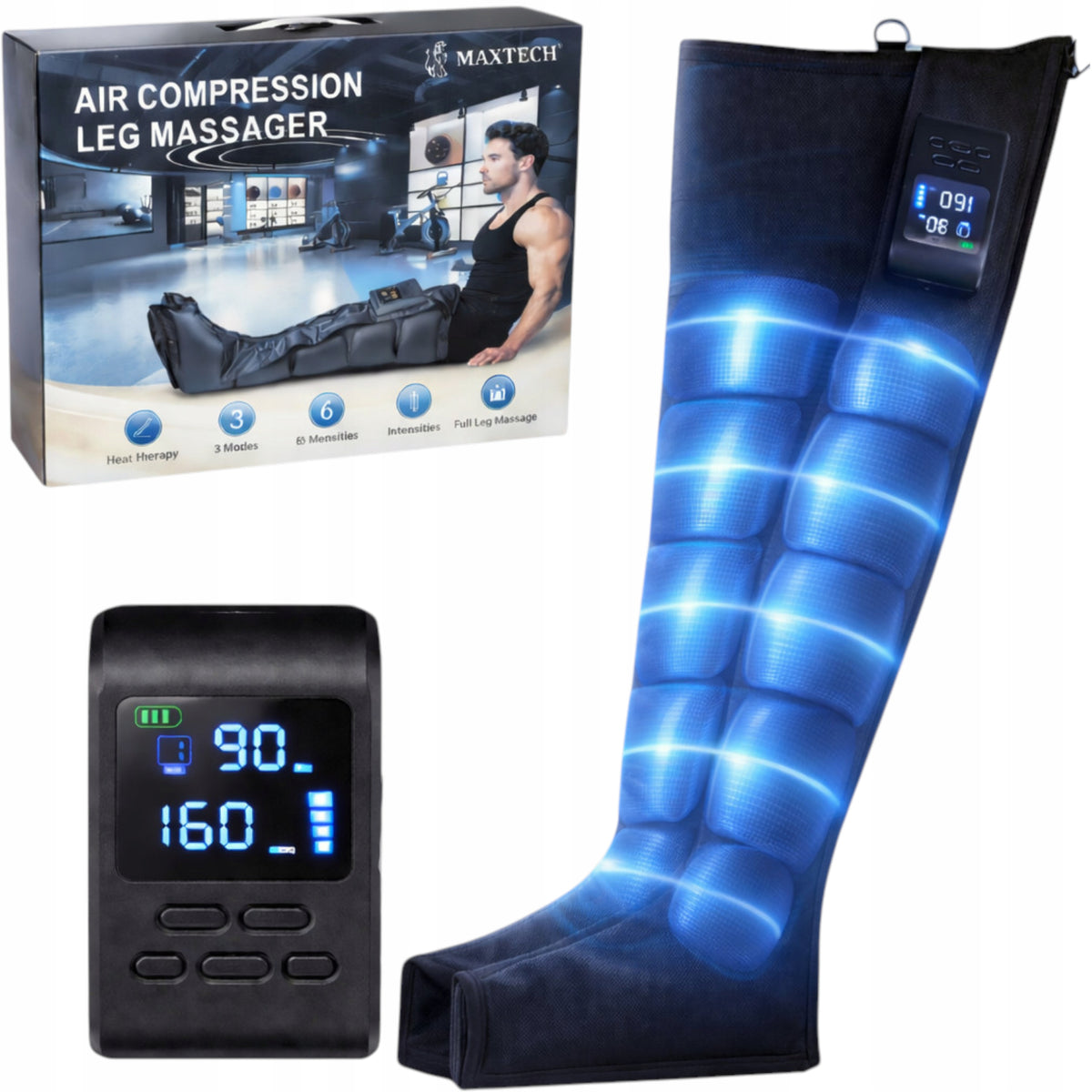 Compression massager 5 chambers for legs lymphatic drainage air pressure therapy