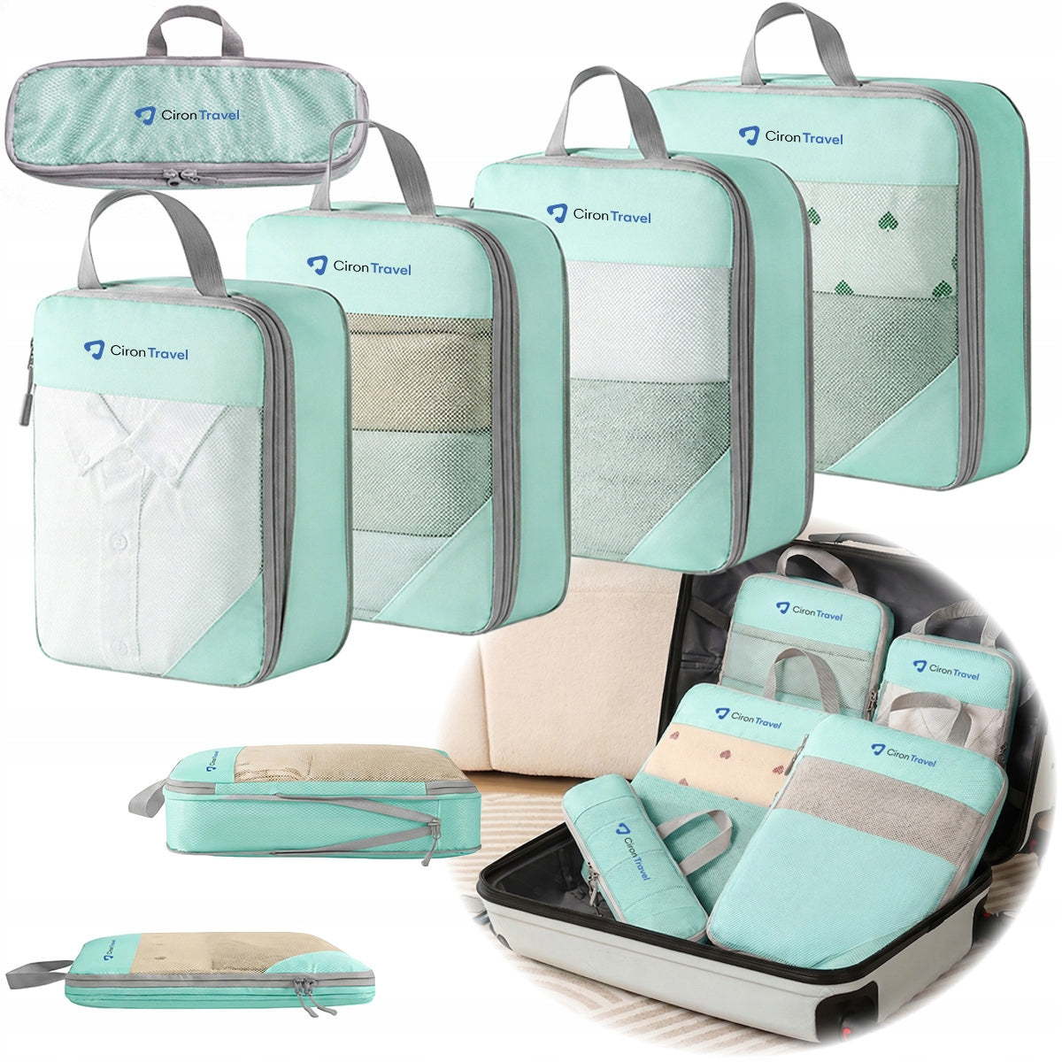 Compression travel organizers for backpack case CIRON TRAVEL 5 elements