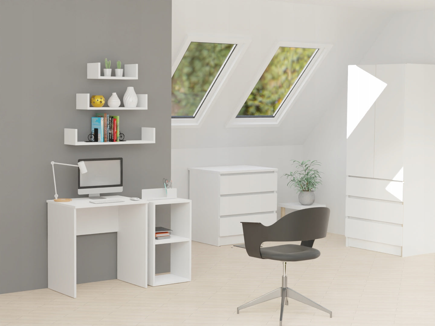Computer Desk Gaming Rectangular Table for Office Room 70 cm White Brand Marand