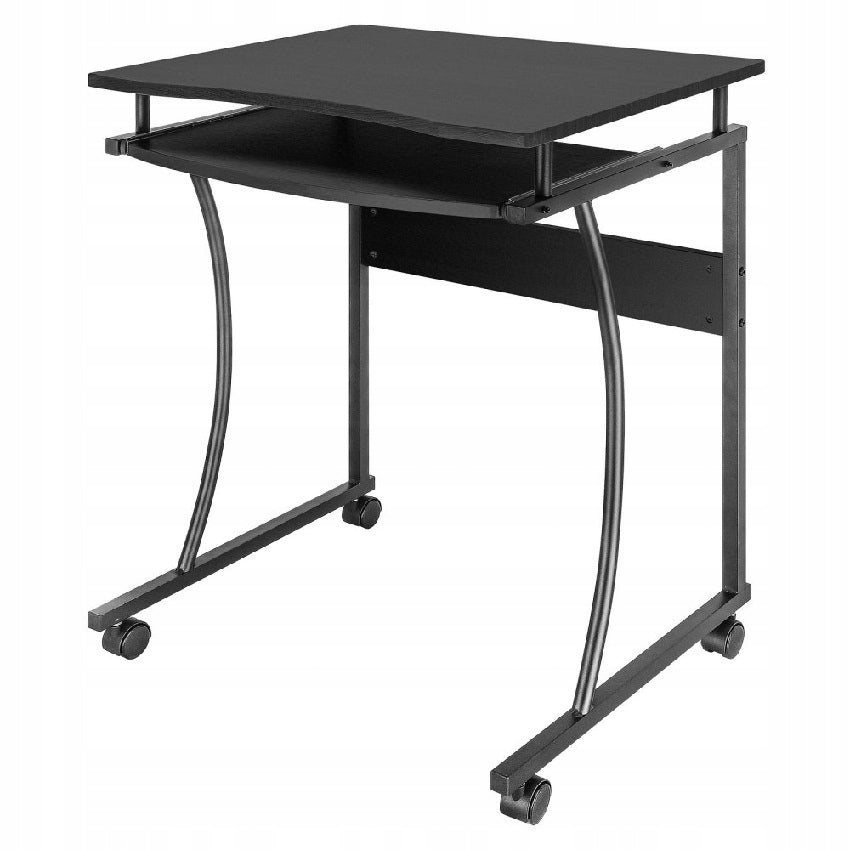 Computer Desk Small 600x480 on Wheels with Retractable Shelf Techly