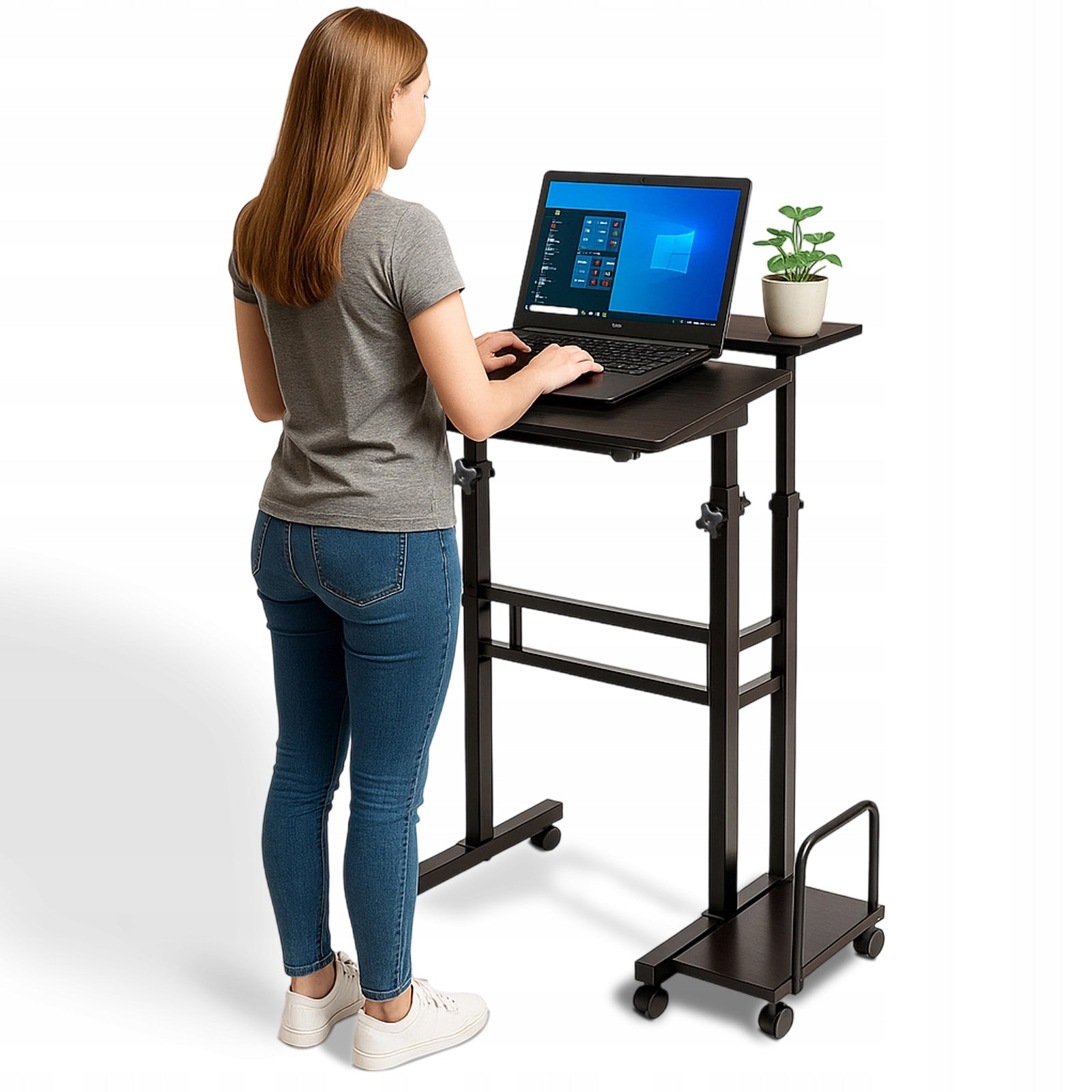 Computer Desk Table Small Mobile on Wheels with Shelf Brand no brand