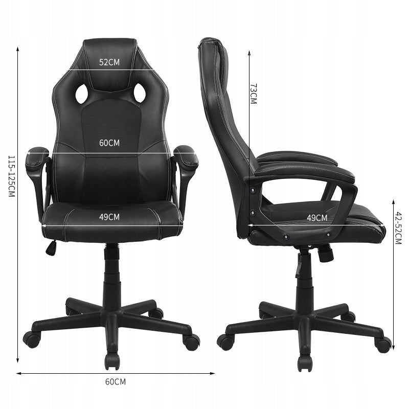 Computer SWIVEL Chair BUCKET Office Player Chair LEATHER + FABRIC Manufacturer code EF10 CZARNY