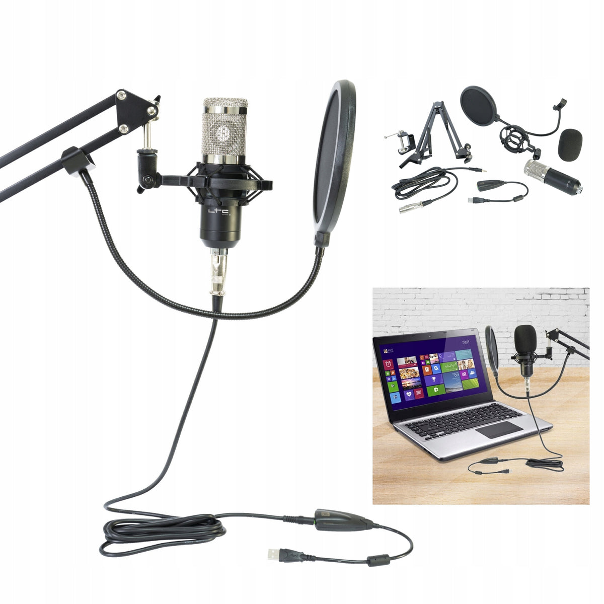 Computer Table Microphone USB pop Filter Tripod
