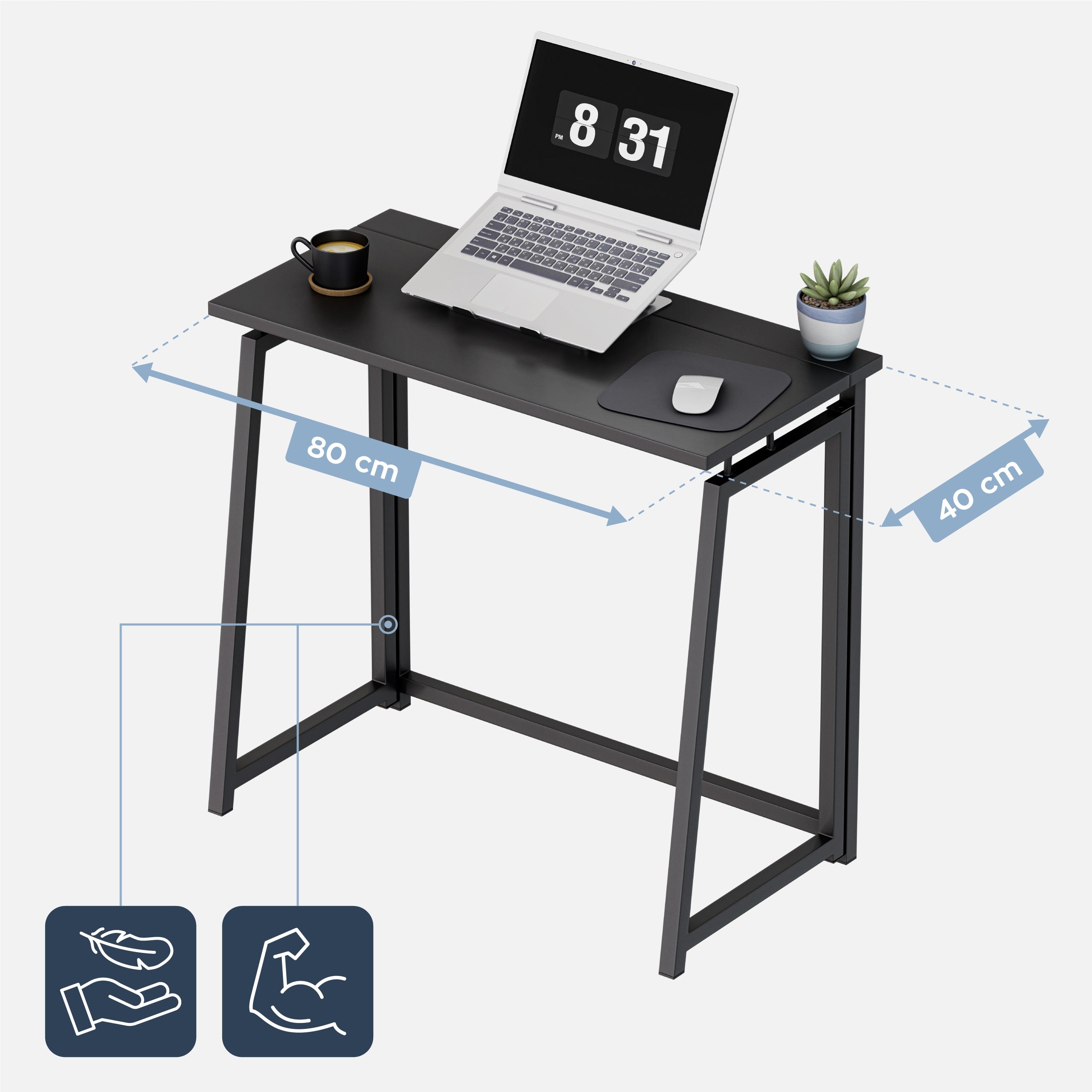 Computer desk Mark Adler SMALL 80x40 cm LOFT black LIGHT Brand Markadler