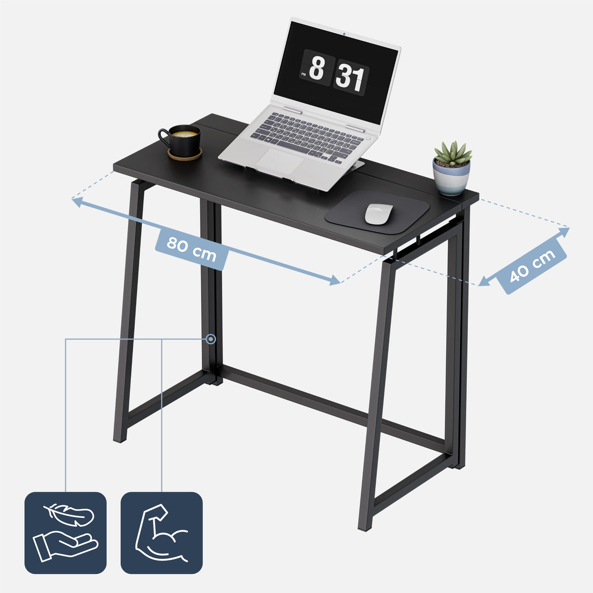 Computer desk Mark Adler SMALL 80x40 cm LOFT black LIGHT Brand Markadler