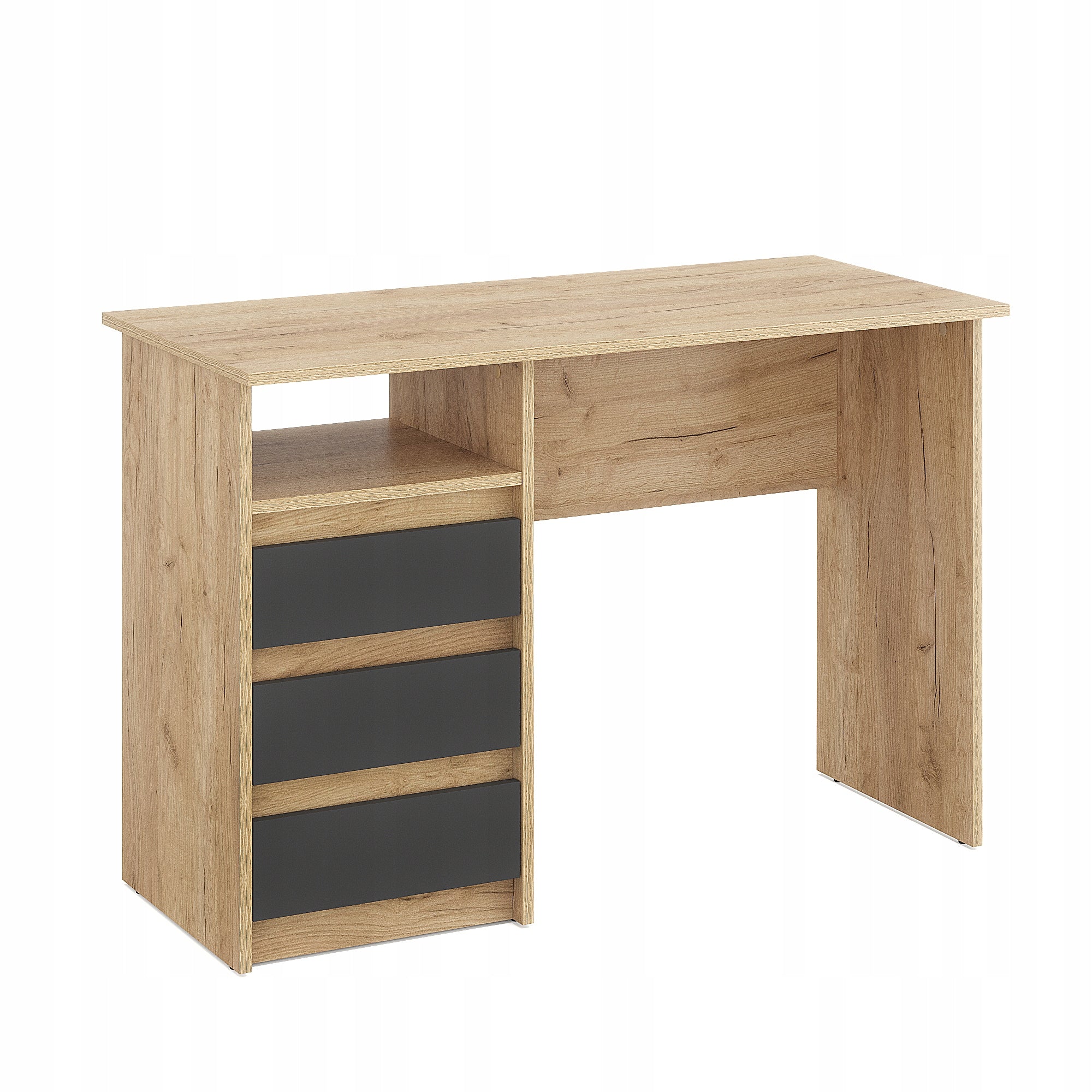 Computer desk oak craft + black with drawers 110 cm – KOMTO