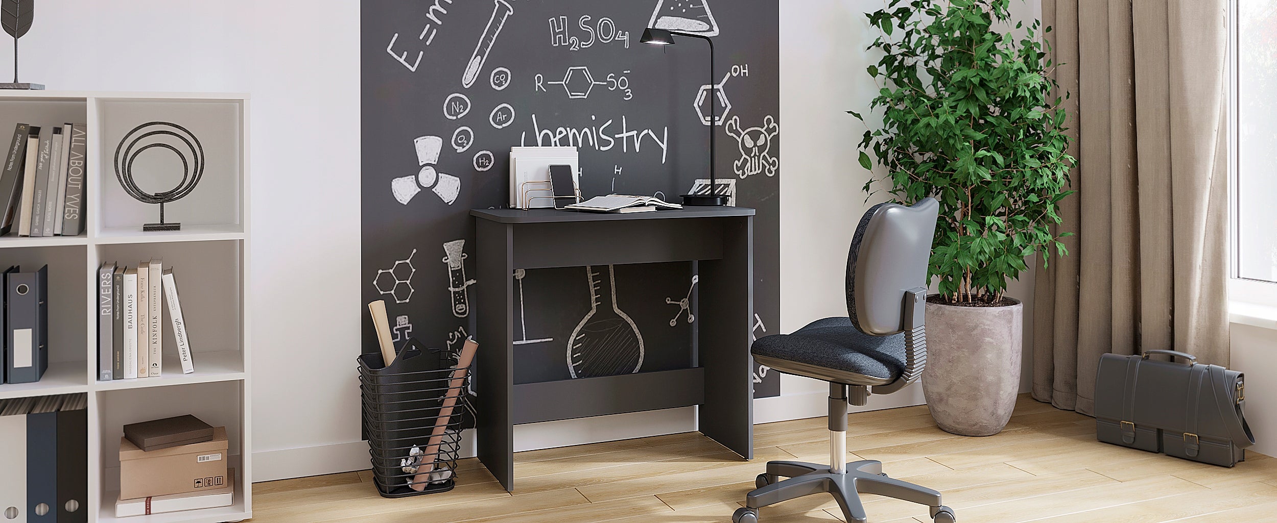 Computer desk small narrow anthracite 80 cm – KOMTO Manufacturer code p-186-1782