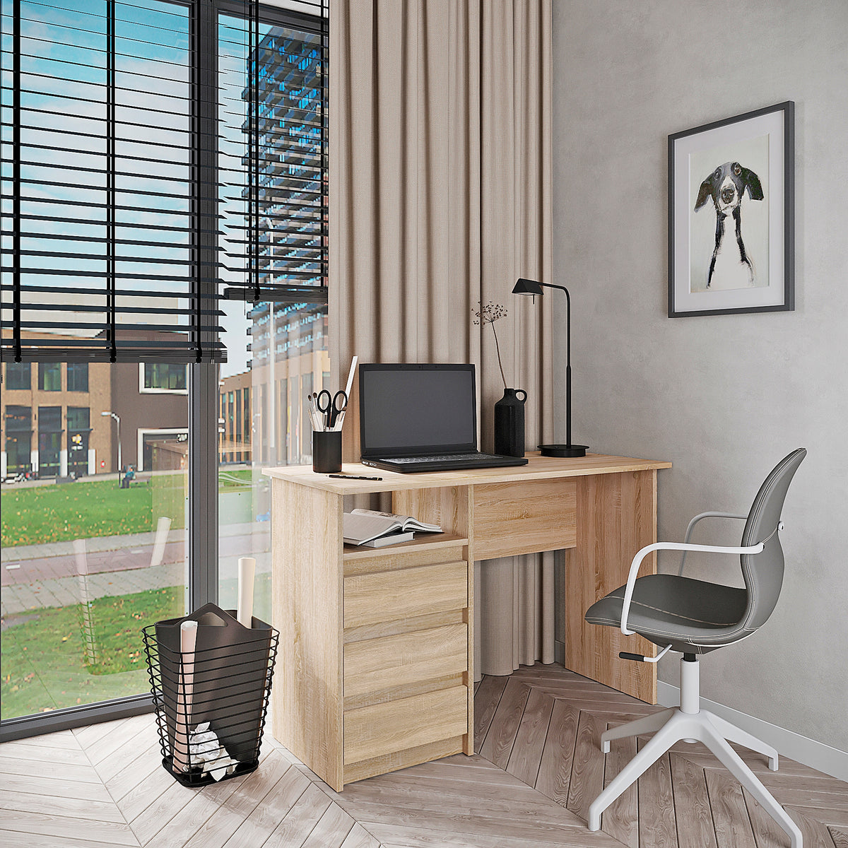 Computer desk sonoma oak with drawers 110 cm – KOMTO Manufacturer code p-186-289