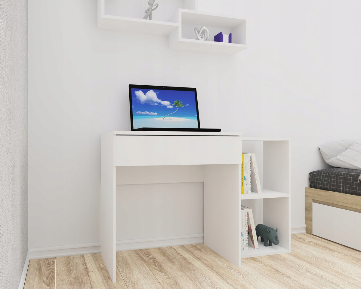 Computer desk with drawer rectangular gaming table 70 cm white mat Brand Marand