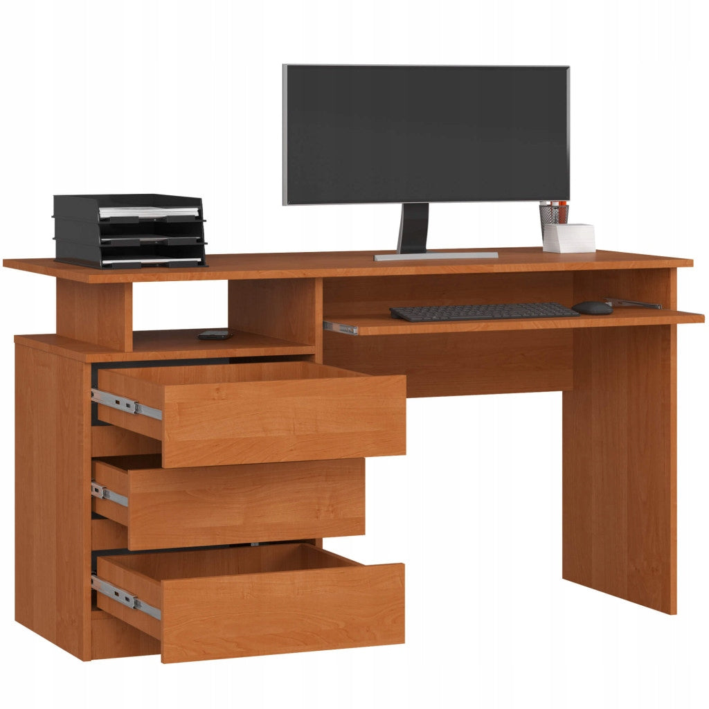 Computer desk with drawers, NORI, 135 cm, alder, matt | TYLETEGOTU Furniture color alder