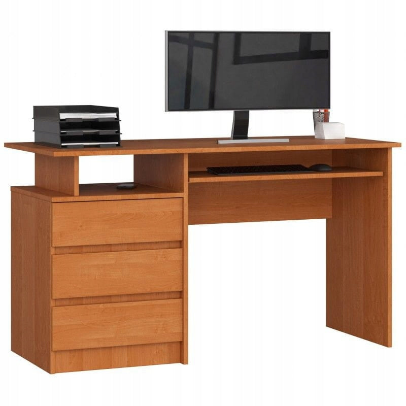 Computer desk with drawers, NORI, 135 cm, alder, matt | TYLETEGOTU
