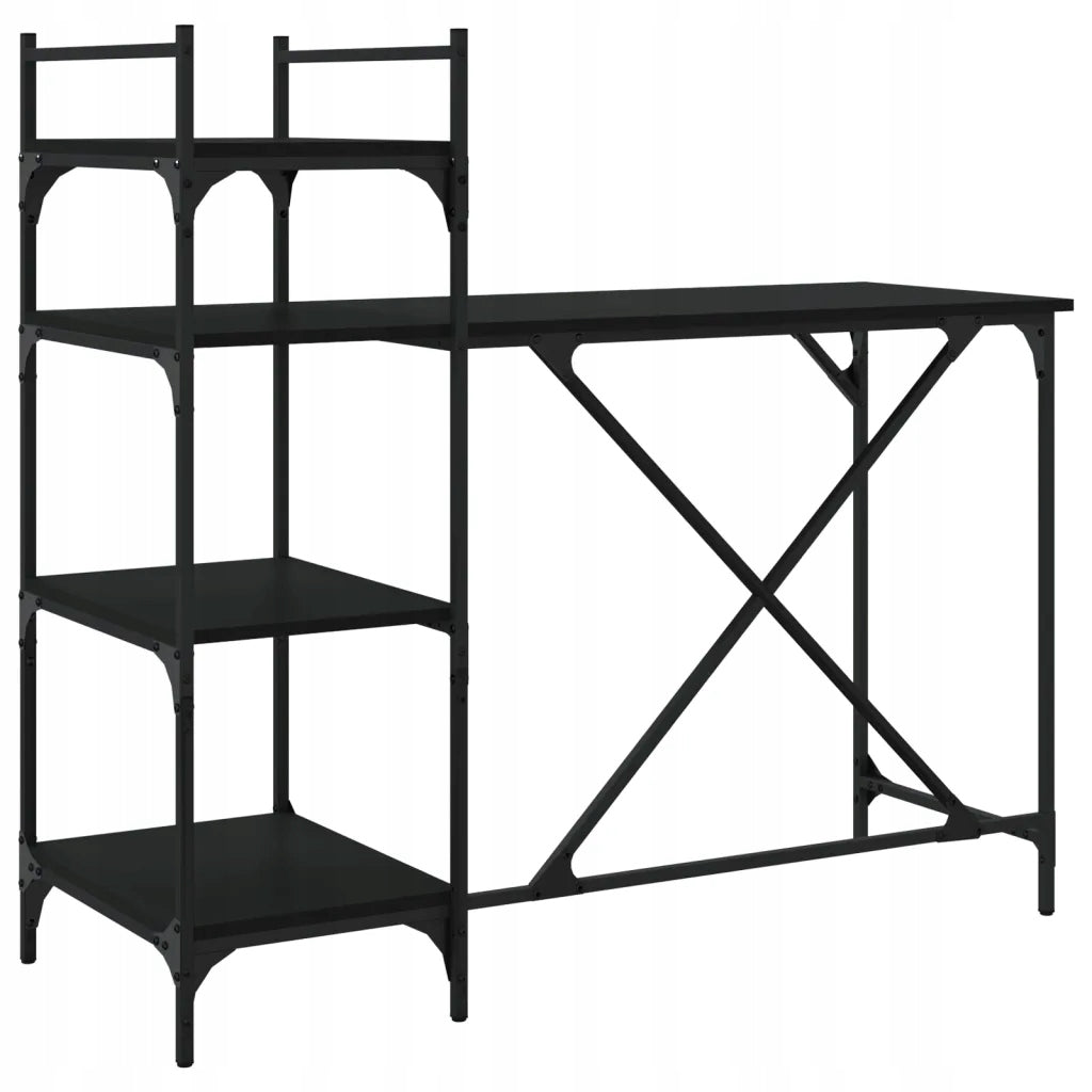 Computer desk with shelves, black, 120x47x109