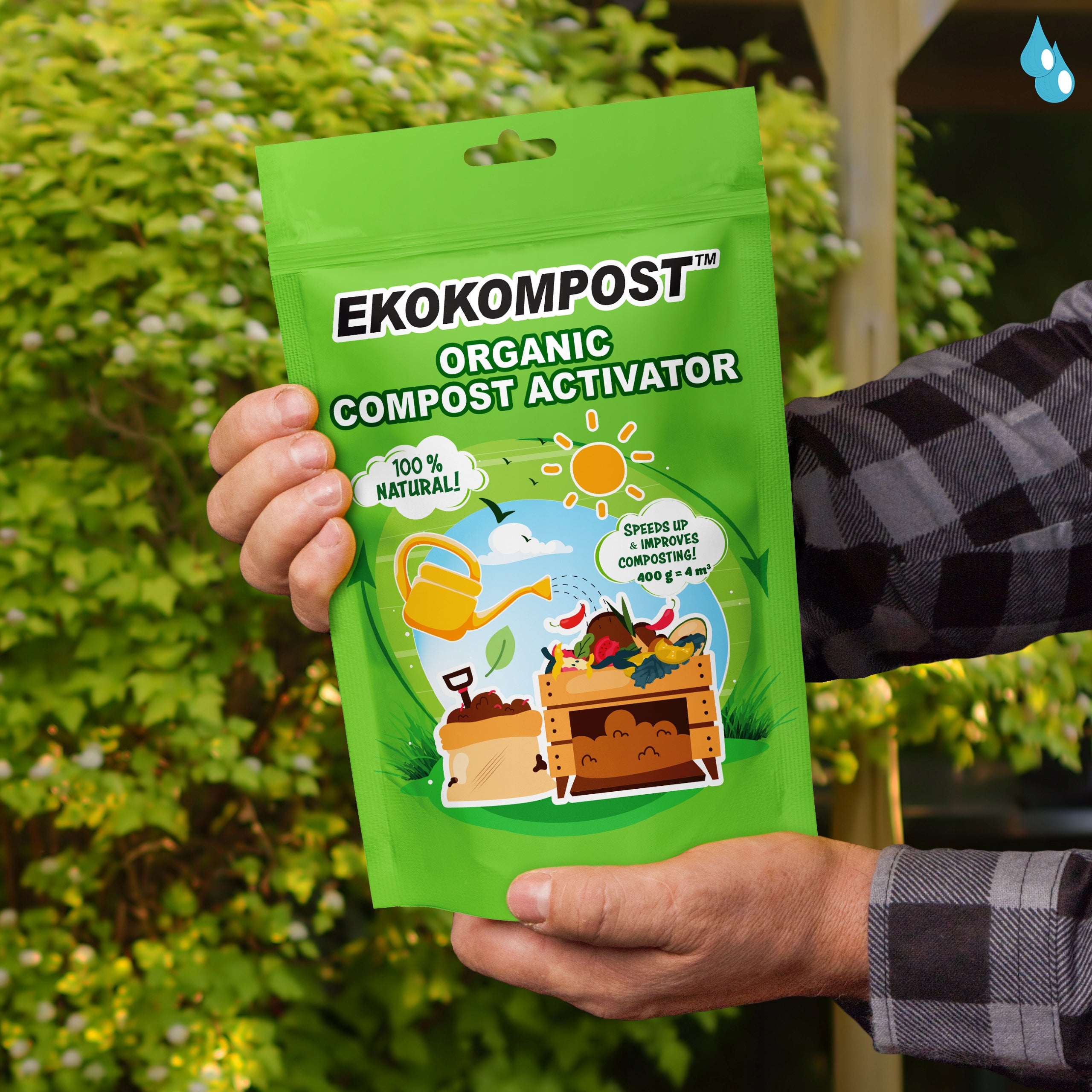 Concentrate, accelerator, compost activator. Bacteria + Trichoderma 400 g Manufacturer code EKOKOMPOST-400G