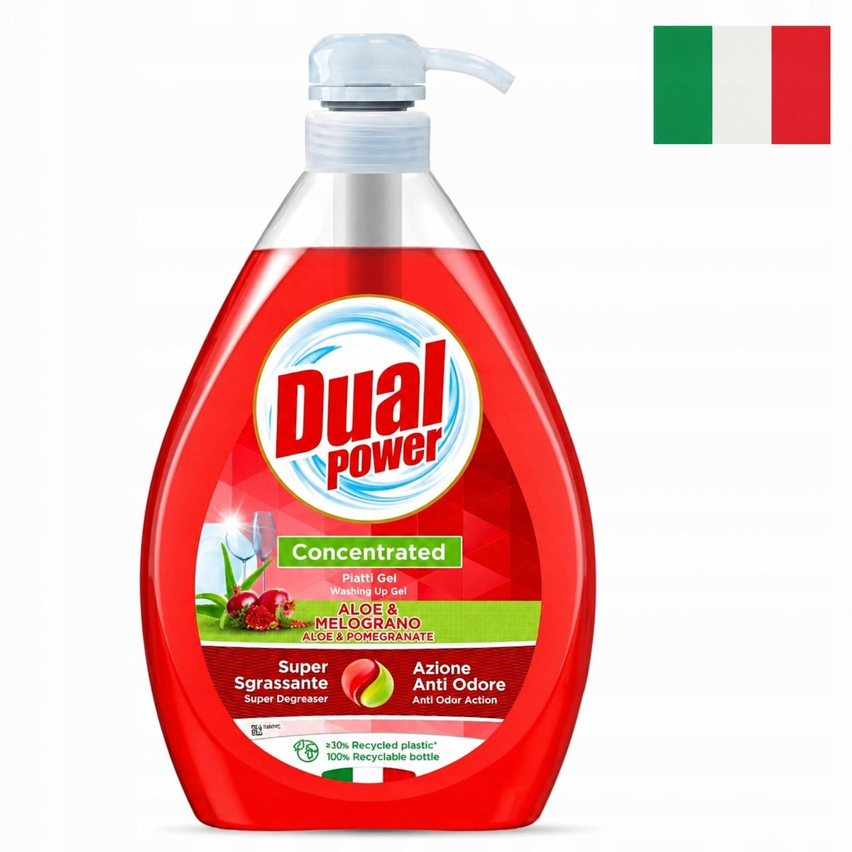 Concentrated Piatti Gel Aloe&Melograno 1l -Dual Power Italian