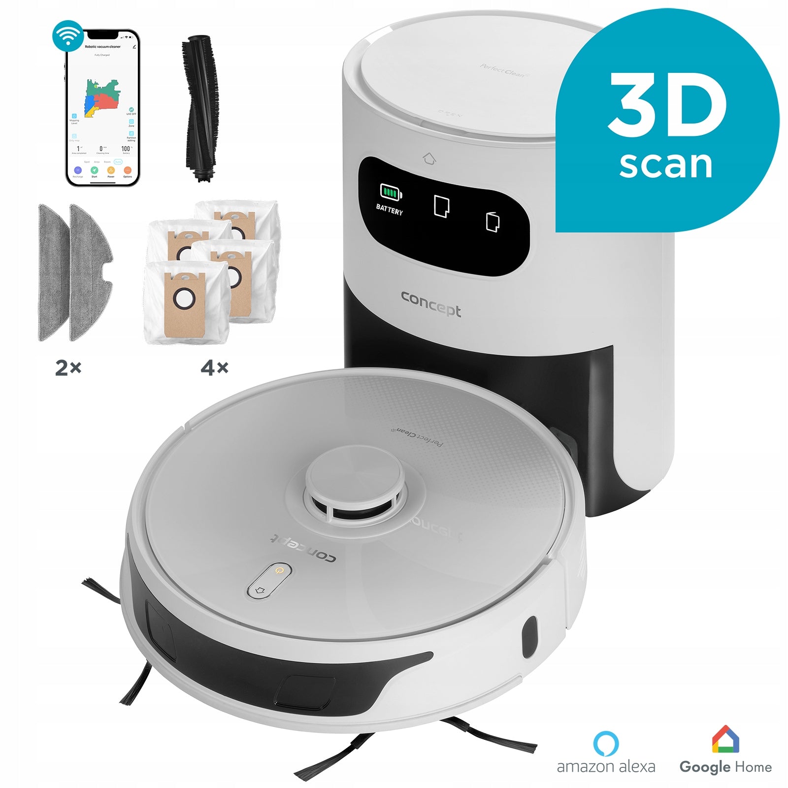 Concept VR3450 Robotický vysavač s mopem 2v1 Perfect Clean Brand Concept