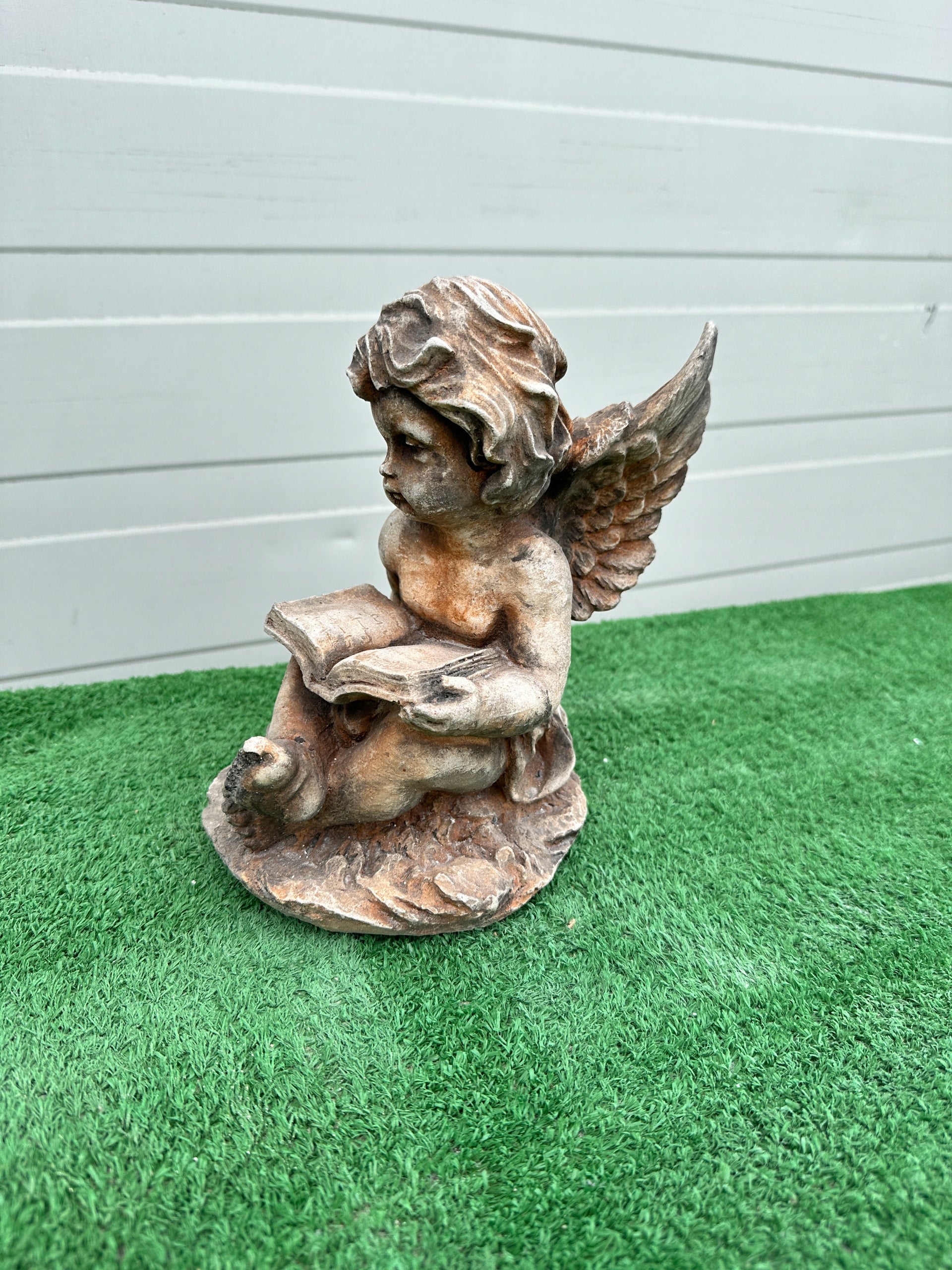 Concrete Figurine Angel with Book Decoration Concrete Figure Angel Kind decoration