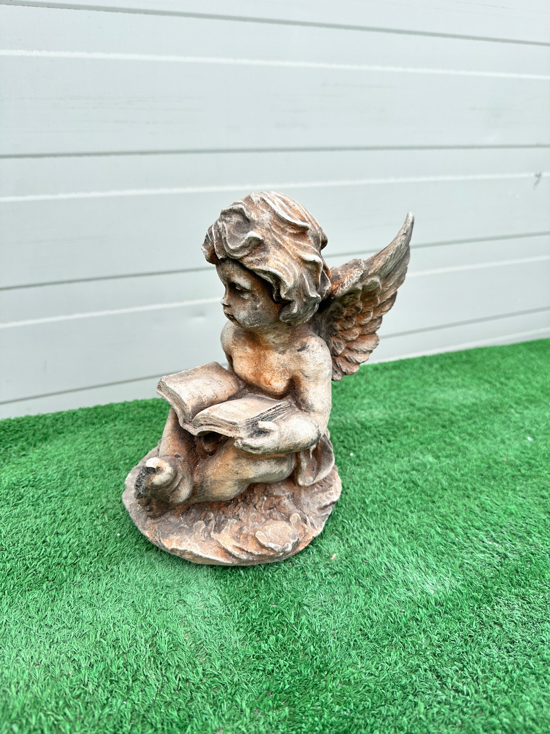 Concrete Figurine Angel with Book Decoration Concrete Figure Angel Type sculpture (figure)