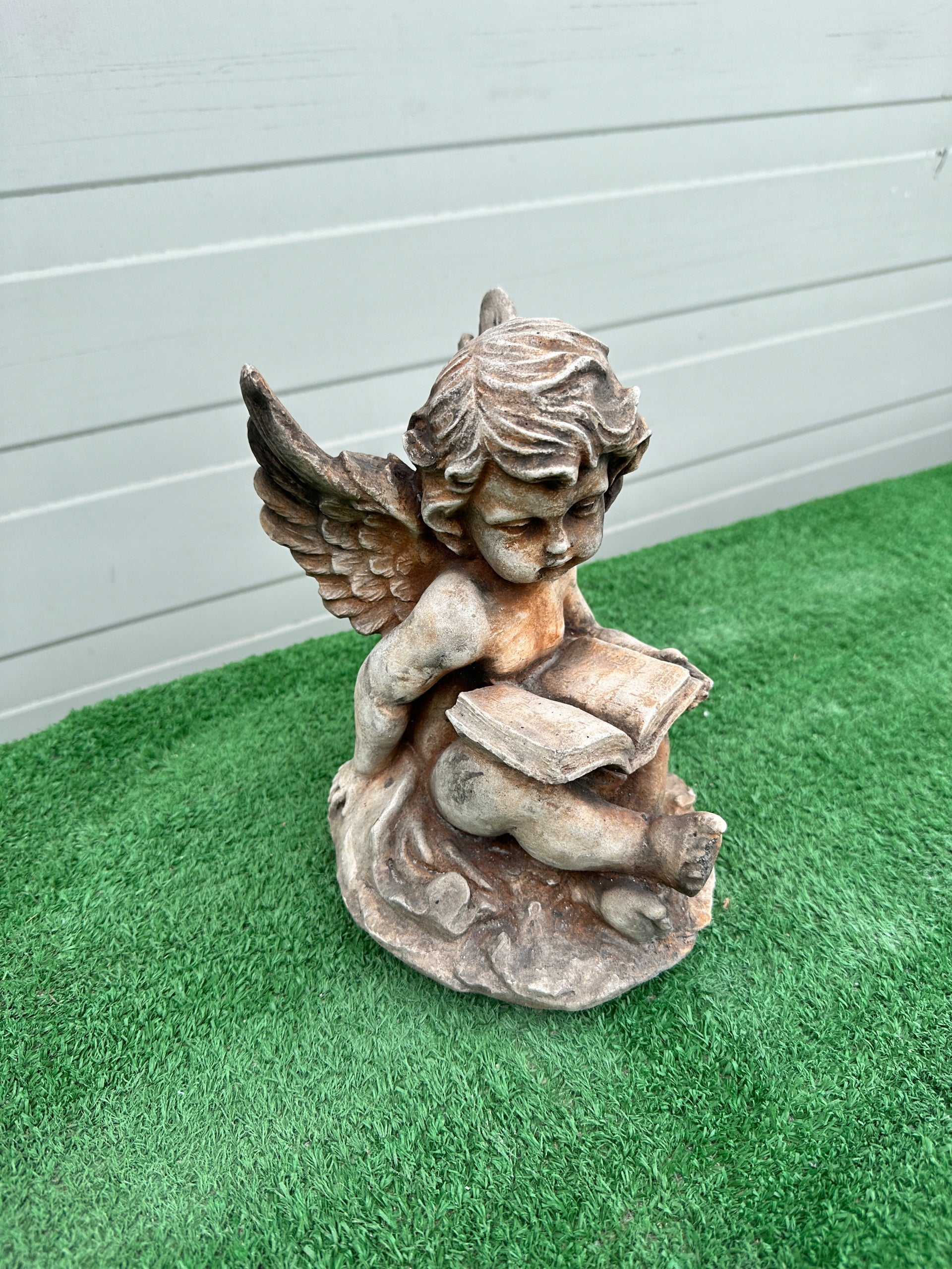 Concrete Figurine Angel with Book Decoration Concrete Figure Angel